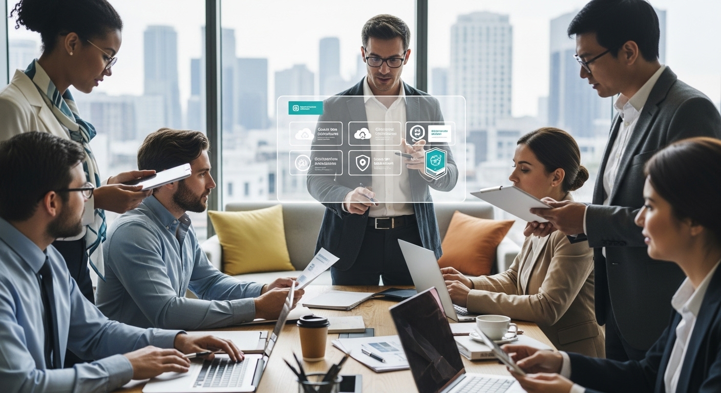 cloud certification, IT teamwork, business meeting