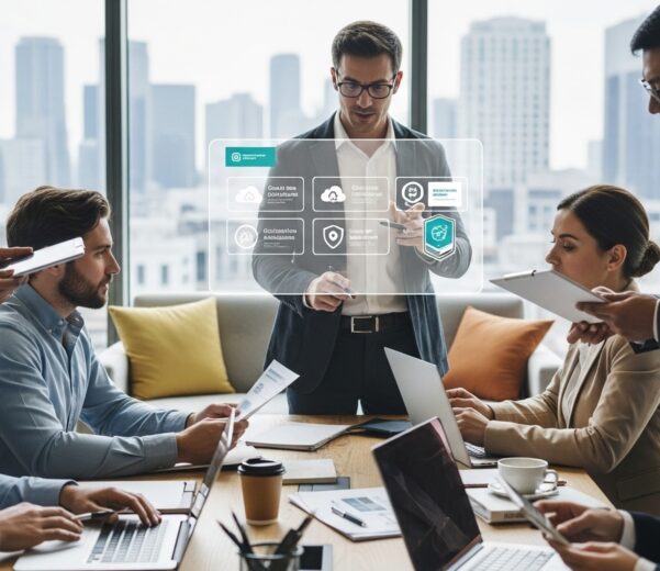cloud certification, IT teamwork, business meeting