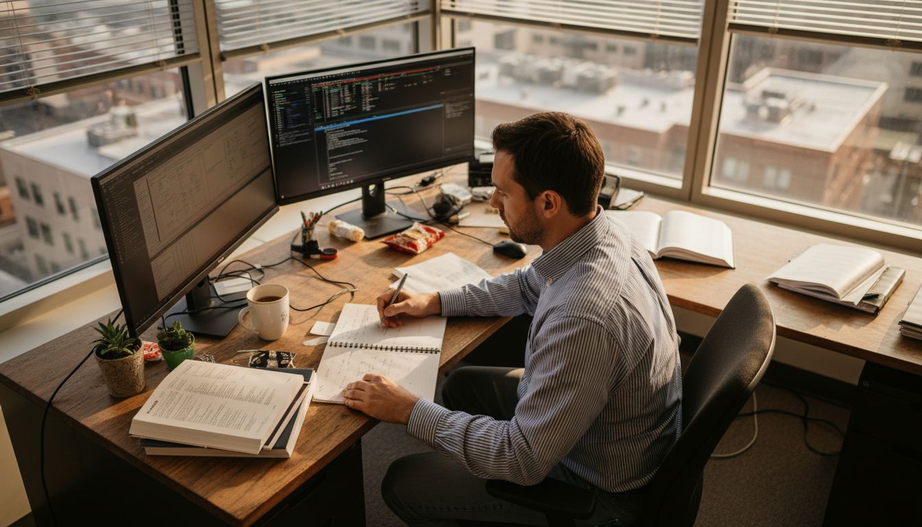 Cybersecurity expert reviewing software security