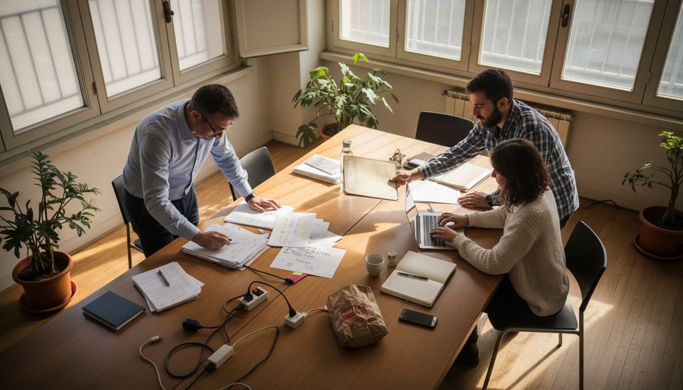 Italian office team discussing security policies