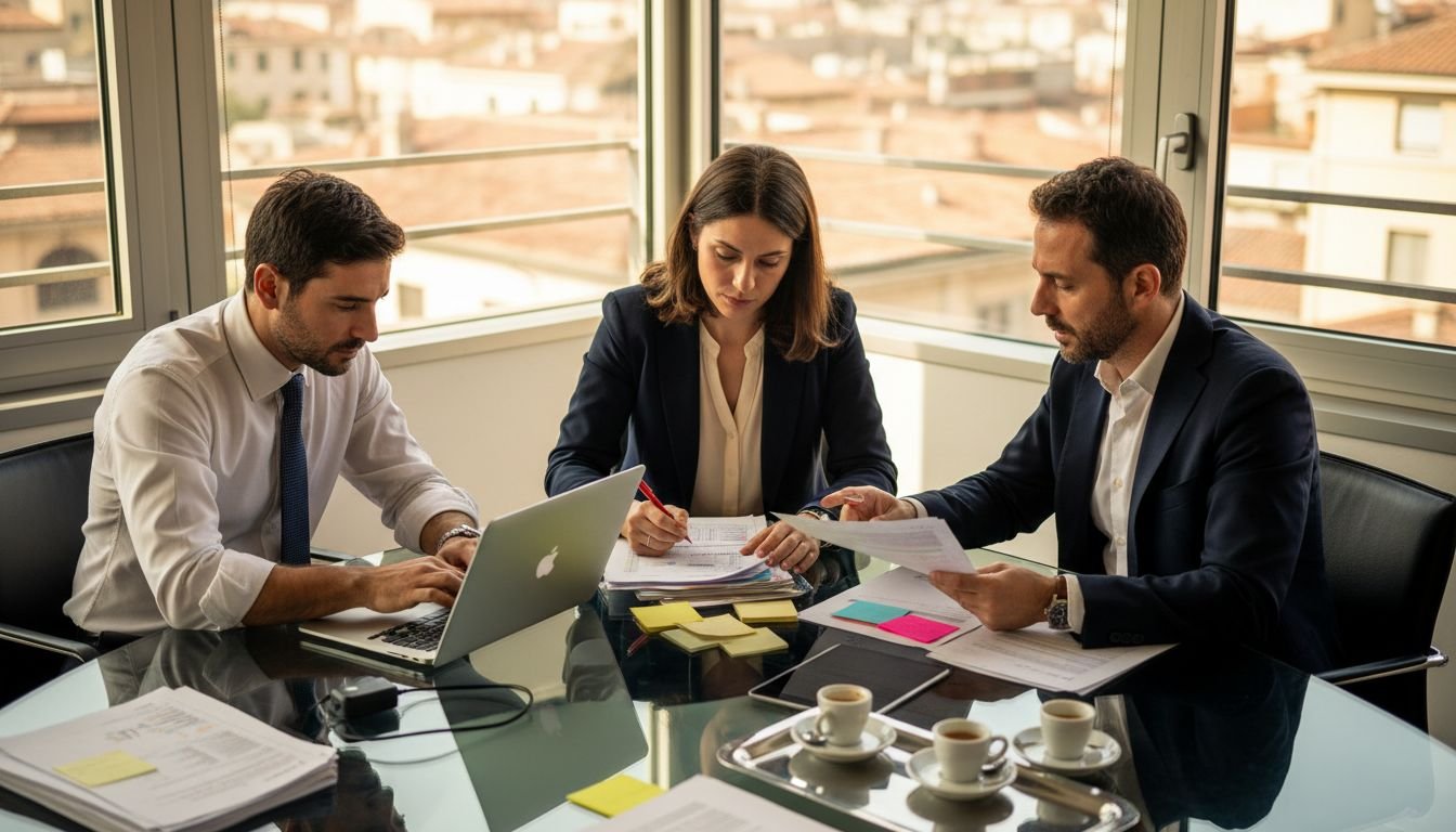 Italian business team in cybersecurity policy meeting