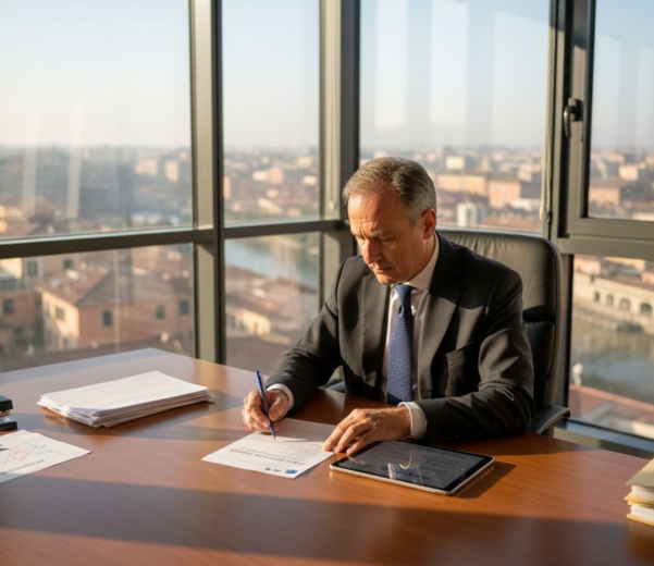 Responsabile IT alle prese con la verifica della checklist per la certificazione ISO 27001