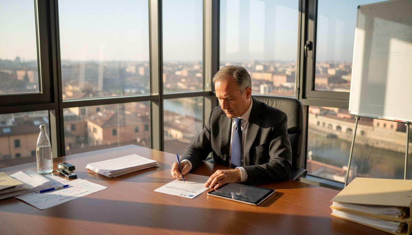 Responsabile IT alle prese con la verifica della checklist per la certificazione ISO 27001