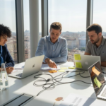 Il team di audit IT passa in rassegna la checklist durante una riunione molto partecipata.