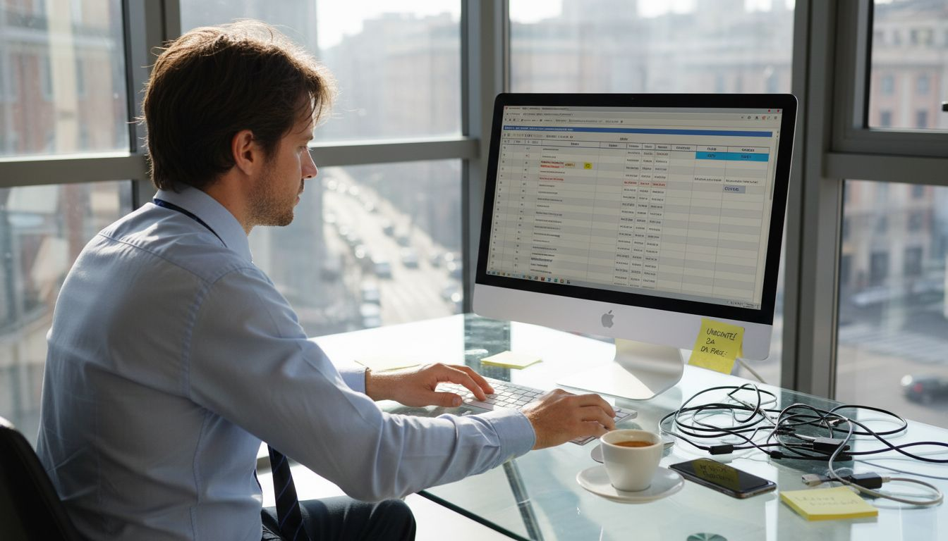 Il responsabile IT sta analizzando un foglio di lavoro per valutare i rischi legati alla sicurezza informatica.