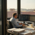 Il responsabile IT sta verificando le procedure di sicurezza aziendale nel suo ufficio.