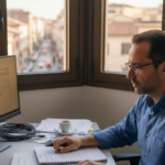 Un esperto informatico sta verificando i risultati di un controllo sulla sicurezza all’interno dell’ufficio.