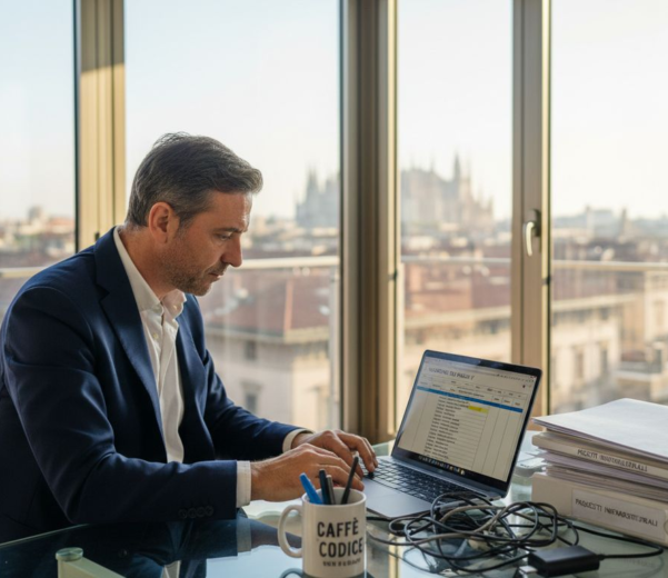 Il responsabile IT sta esaminando il report sulla sicurezza informatica.