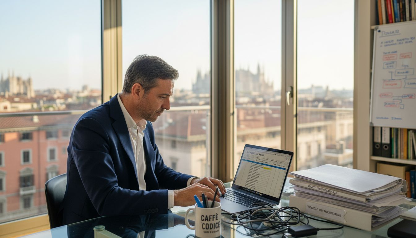 Il responsabile IT sta esaminando il report sulla sicurezza informatica.