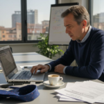 Responsabile IT preoccupato durante una riunione di revisione contabile