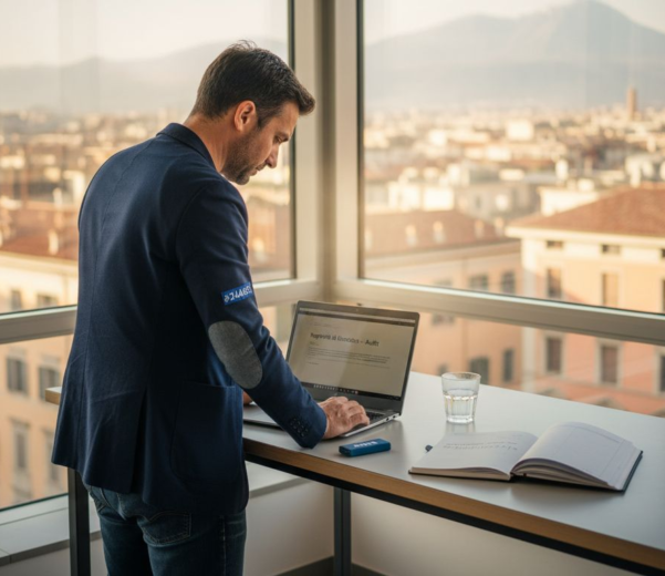 Responsabile IT che analizza i report sulla sicurezza in cloud