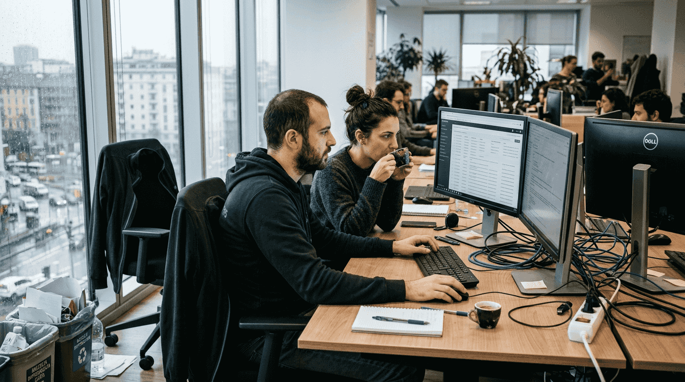 Il team di sicurezza informatica sta analizzando i registri degli incidenti direttamente in ufficio, per individuare eventuali anomalie e garantire la protezione dei dati aziendali.