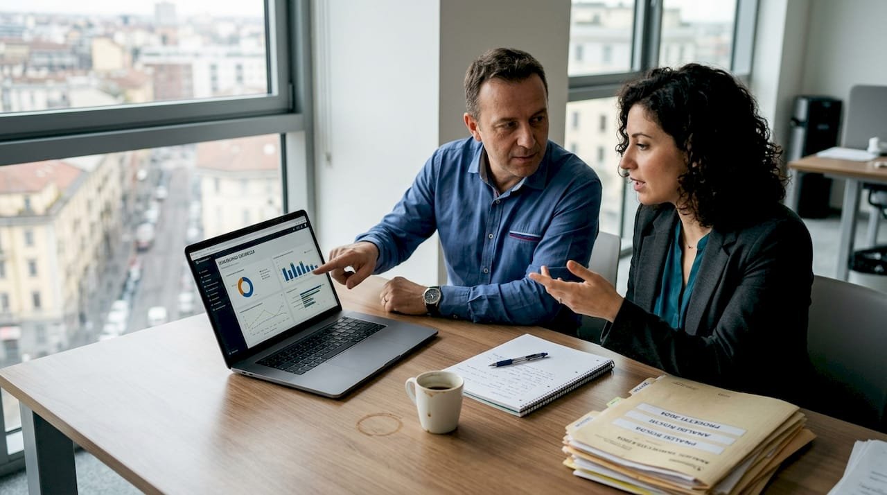 Il responsabile IT e il manager si confrontano sulle strategie per garantire la sicurezza all’interno dell’ufficio.