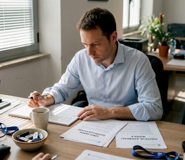 Responsabile IT che analizza le policy aziendali per la gestione del cloud