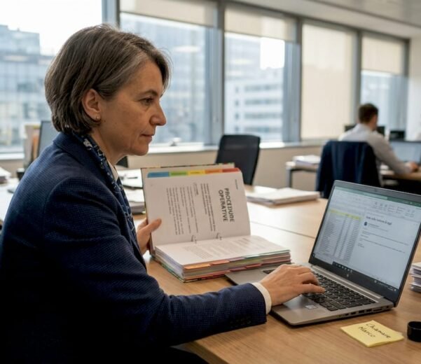 Un responsabile si occupa della redazione della documentazione per garantire la conformità agli standard ISO all’interno dell’ufficio.