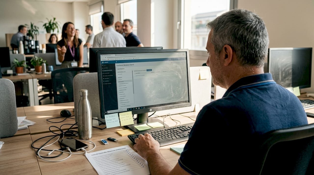 Il responsabile IT si sta occupando di aggiornare le autorizzazioni di accesso digitale all’interno dell’ufficio.