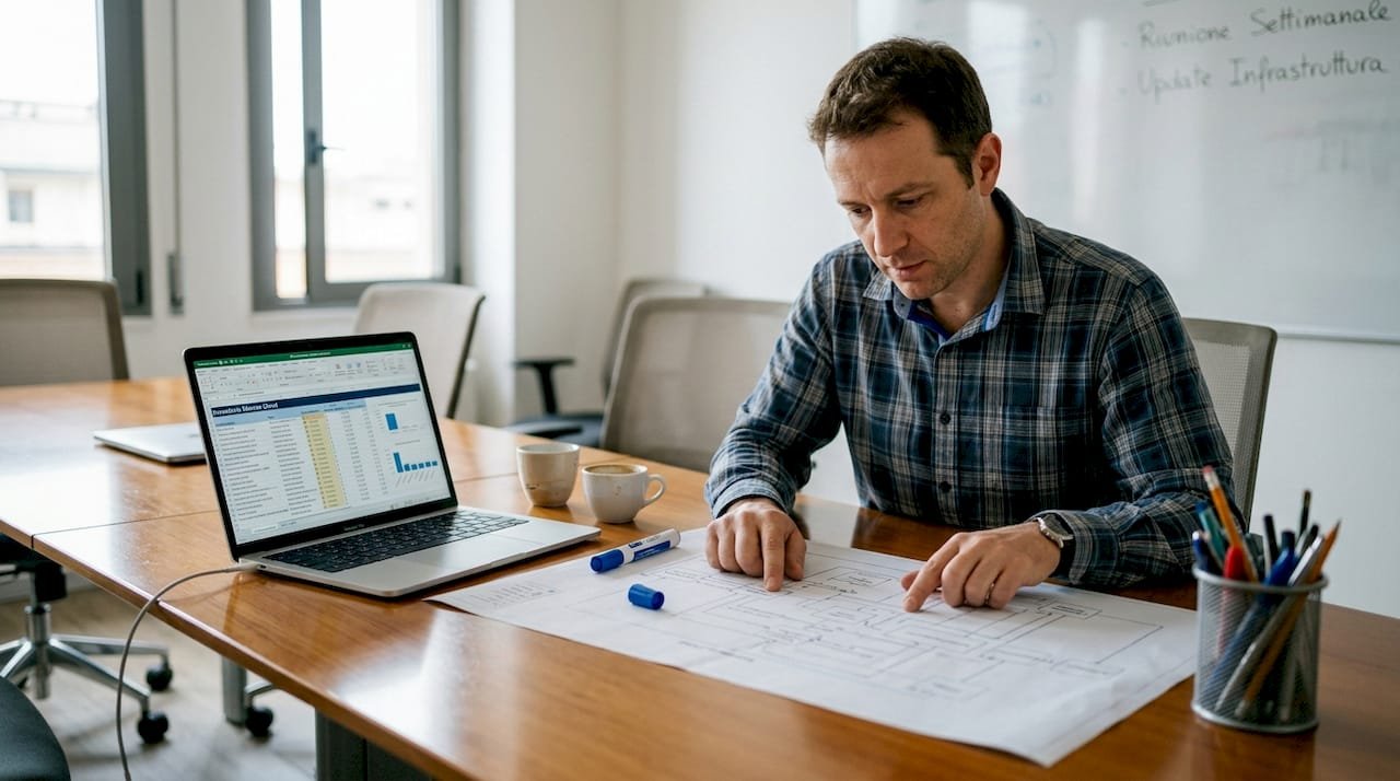 Responsabile IT che analizza la mappatura delle risorse cloud per valutare la sicurezza.