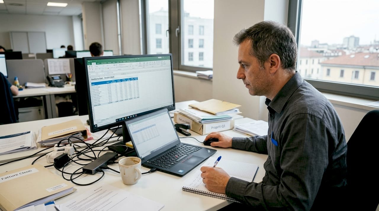 Un consulente informatico si occupa della gestione dei dati all’interno delle piccole e medie imprese.