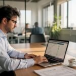 Un responsabile esamina con attenzione la checklist dedicata alla protezione dei dati, seduto alla sua scrivania.