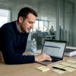 Consulente informatico alle prese con la revisione della checklist per la sicurezza.