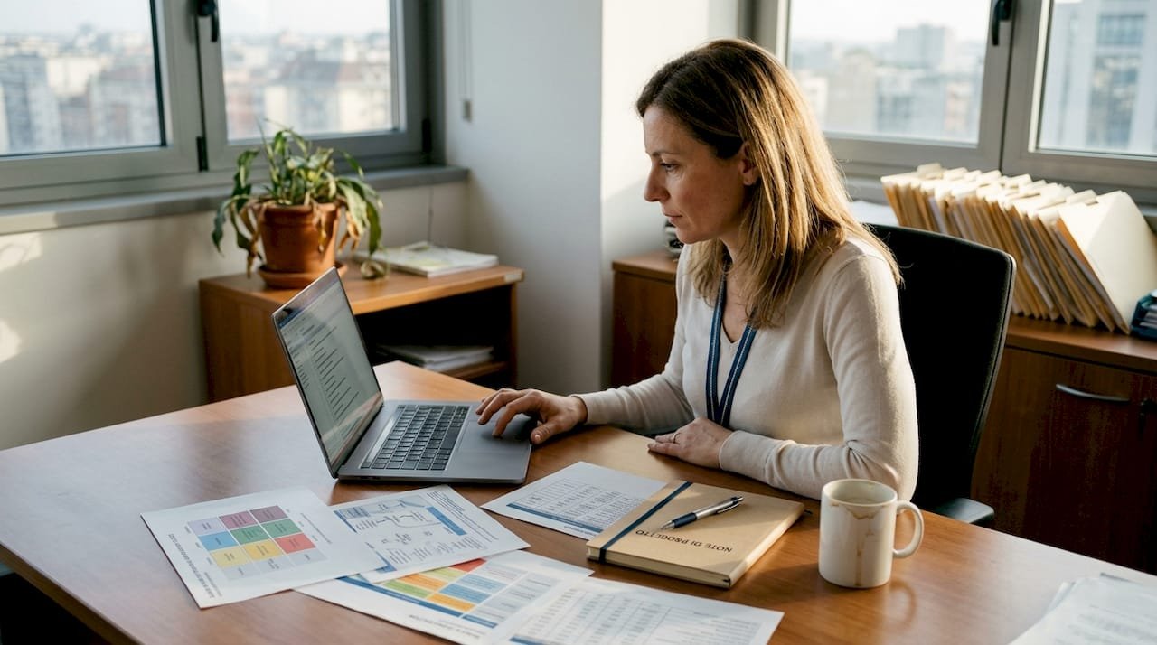 Il responsabile IT esamina la checklist dell’analisi delle criticità