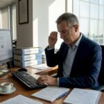 Il responsabile dell’ufficio esamina il rapporto sulla gestione della sicurezza.