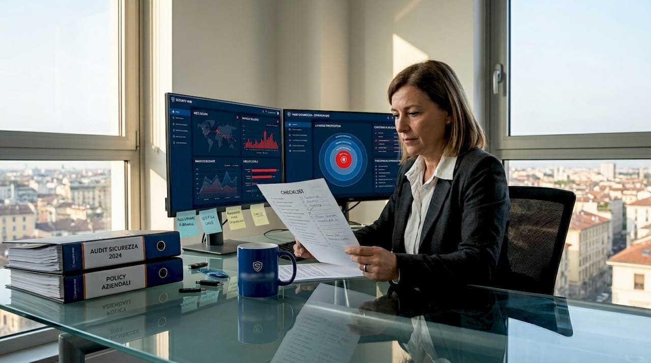Il responsabile IT controlla l’elenco delle verifiche di sicurezza.