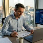 Un esperto si occupa di controllare e aggiornare i documenti relativi alla sicurezza direttamente in ufficio.
