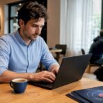 Specialista IT alle prese con la configurazione della sicurezza per l’accesso al cloud