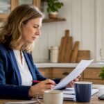 Imprenditrice che esamina un documento per la conformità agli standard ISO