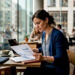 Una professionista esamina attentamente i documenti relativi ai dati personali.