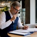 Imprenditore che analizza la documentazione relativa alla conformità GDPR