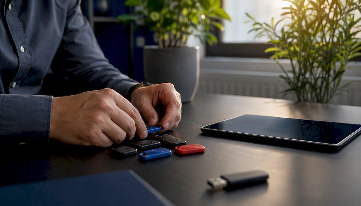 Mani che tengono gettoni colorati e una tabella dei ruoli