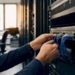 Mani che configurano dispositivi per la sicurezza di rete