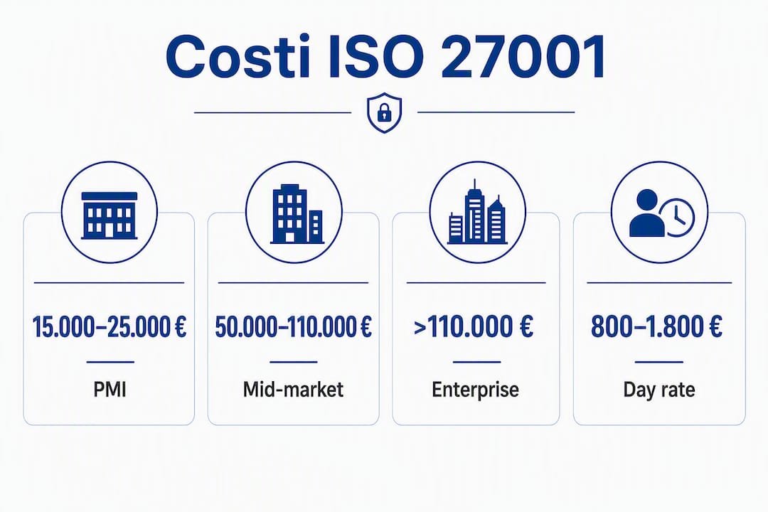 Infografica: tutti i principali costi da considerare per ottenere la certificazione ISO 27001