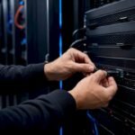 Mani che installano un token di sicurezza su un server