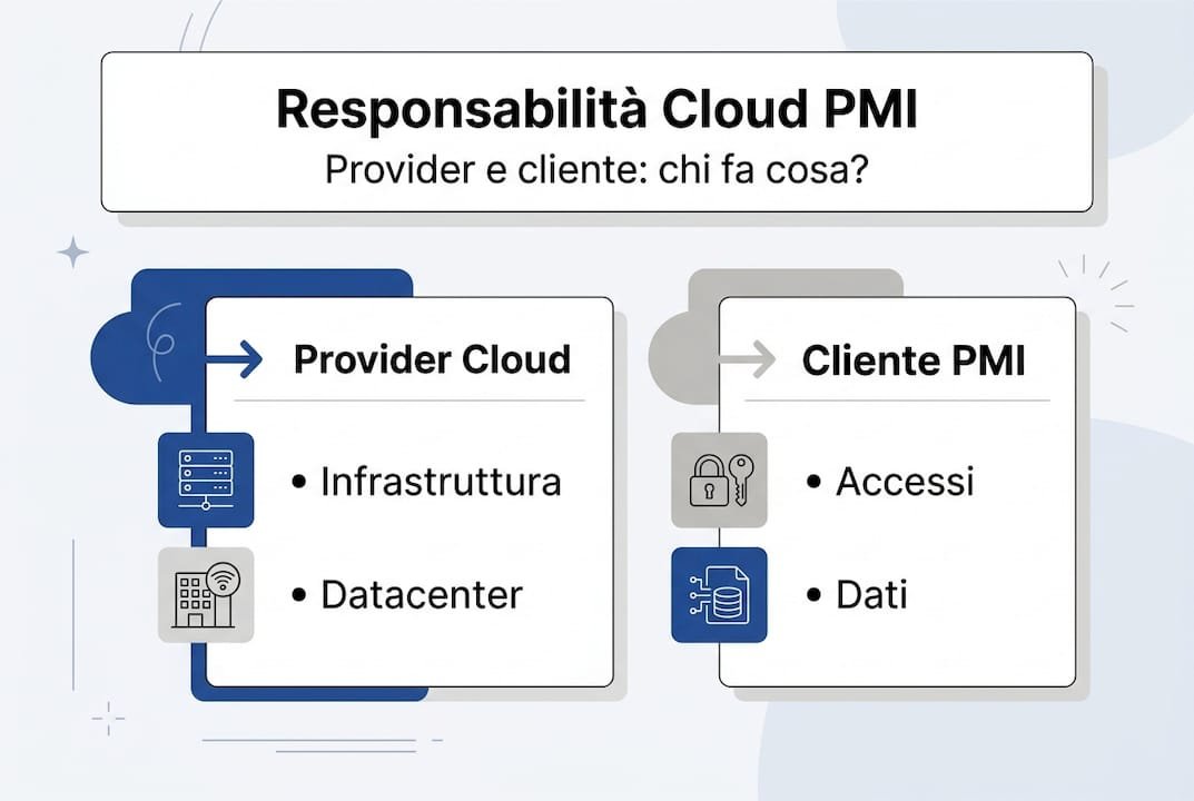 Infografica sulle responsabilità nel cloud: come si suddividono tra PMI, provider e clienti